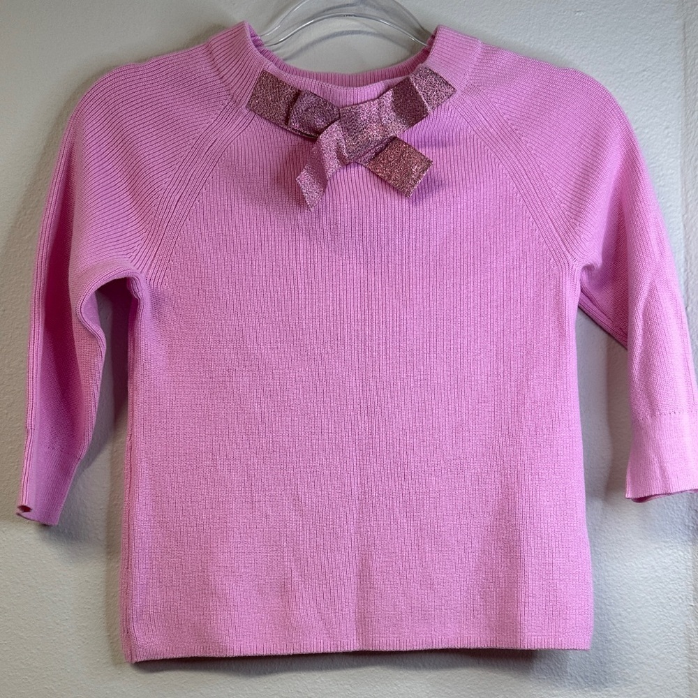 NWT J. Crew Crewcuts Pink Sweater with Glitter Bow Little Girls Size 8